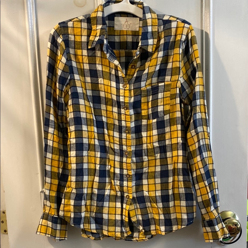 Atmosphere Yellow and Blue Plaid Shirt